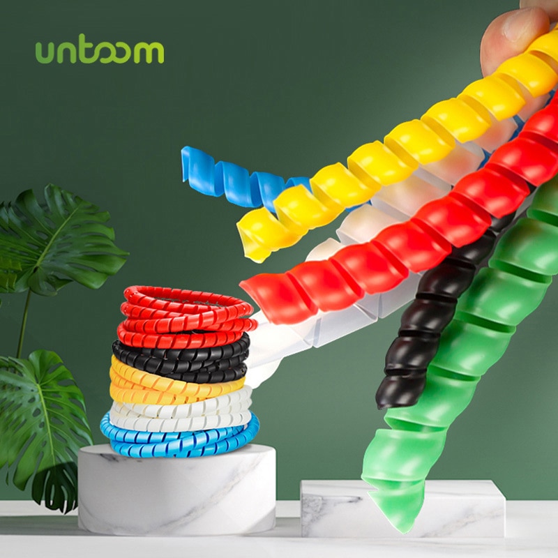 Untoom Spiral Cable Wrap Wire Organizer Cable Protection Sleeve Tube Wire Cable Management for Computer TV Mobile Phone Cable